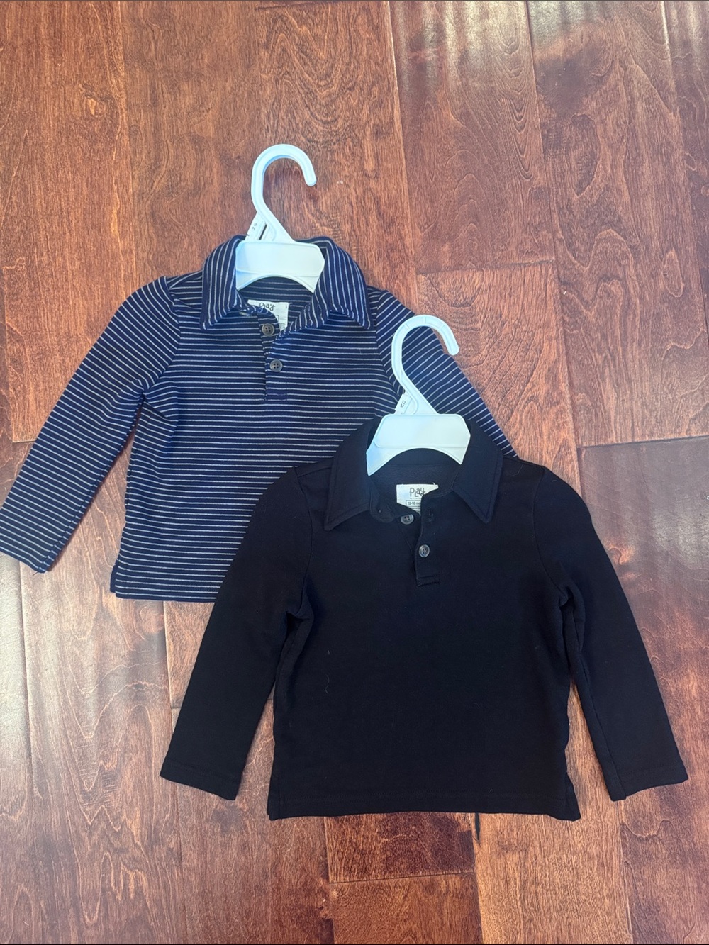 Little Sleepies “play” Navy Striped & Black solid Long-Sleeve Polo shirts